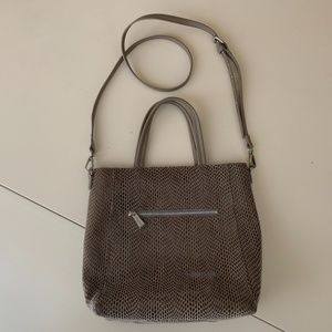 Sorial Snake Embossed Leather Tote Grey Crossbody Handbag